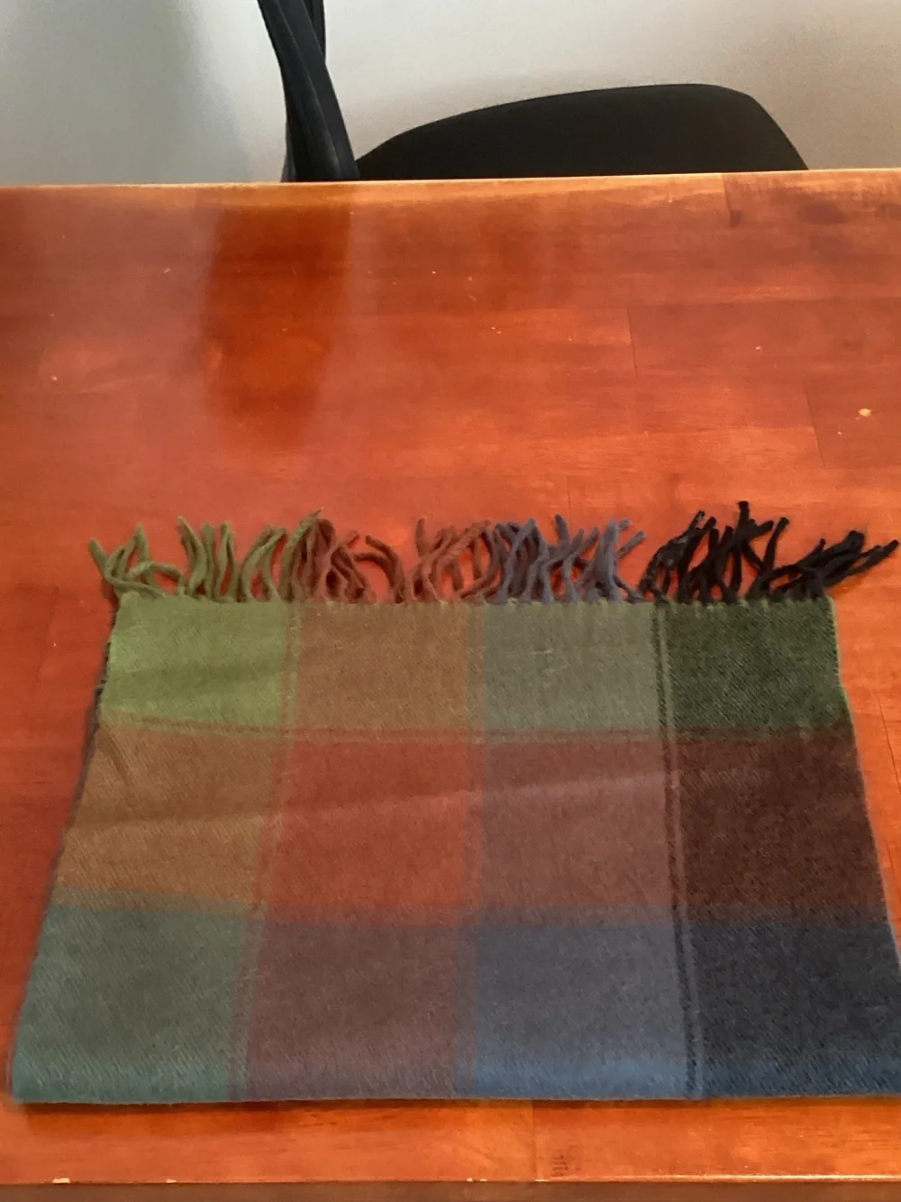 Vintage 100% Cashmere Plaid Scarf.